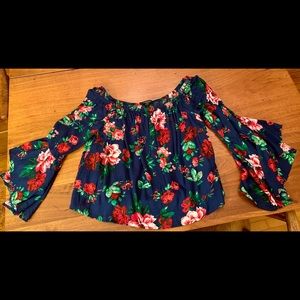 Off the shoulder bell sleeve top